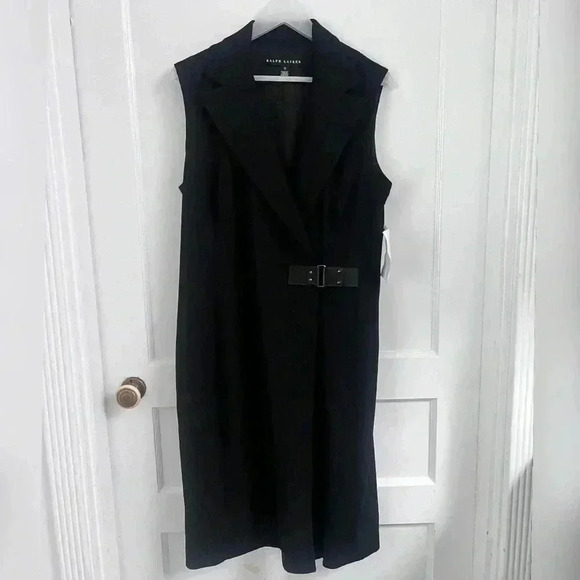 Ralph Lauren Black Label Black sleeveless vest wool dress with buckle NWT $898 - Picture 1 of 4